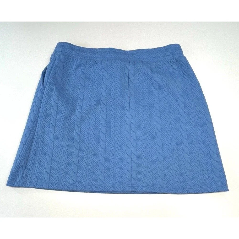 T by Talbots Women's L Cable Jacquard Skirt Drawstring Pockets